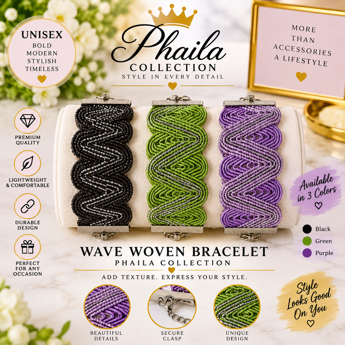 Unisex Wave Woven Bracelet-Phaila Collection