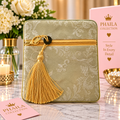 Phaila Collection Elegant Gold Floral Tassel Pouch