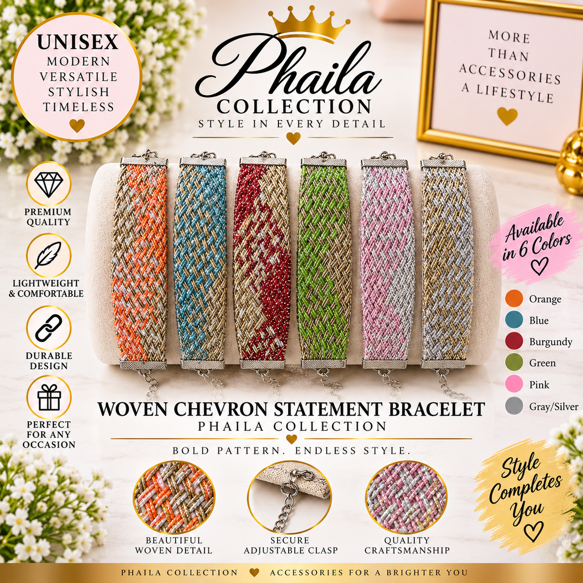 Unisex Woven Chevron Bracelet-Phaila Collection