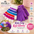 Phaila Collection Kids Colorful Knit Gloves-2 Pair Pack