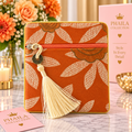 Phaila Collection Orange Floral Tassel Pouch