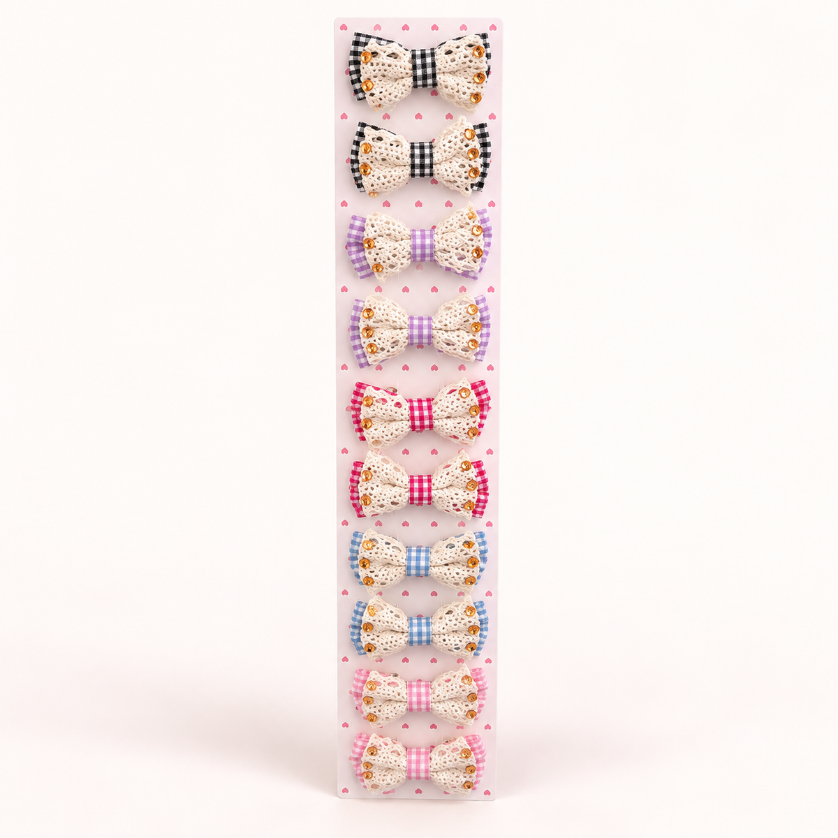 Girls' Plaid Bow Hair Clips 10-Piece Set