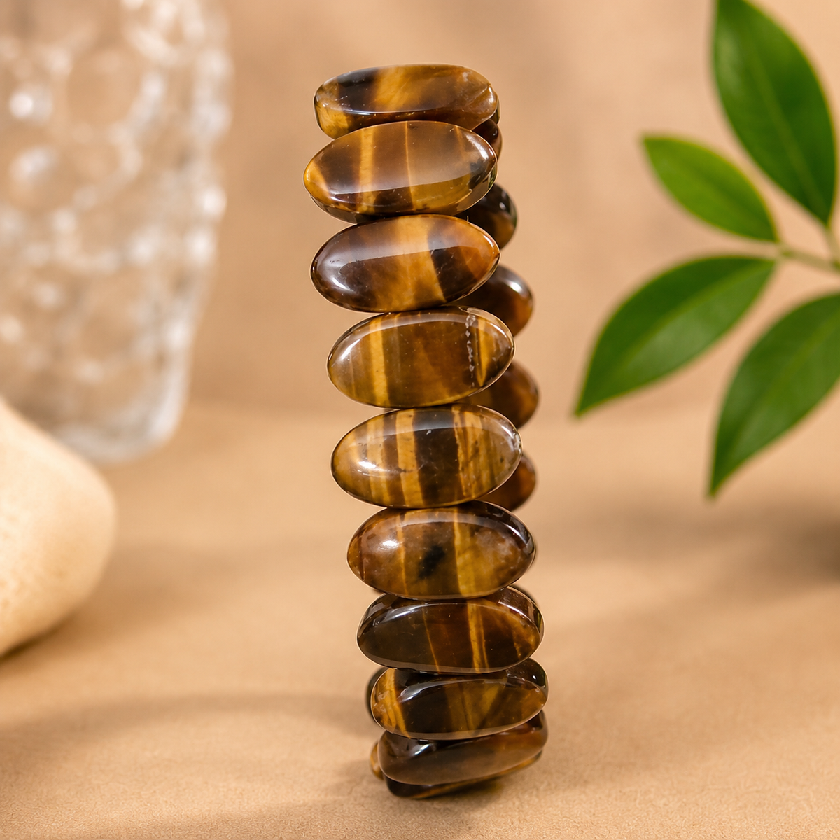 Unisex Brown Oval Beaded Bracelet-Phaila Collection
