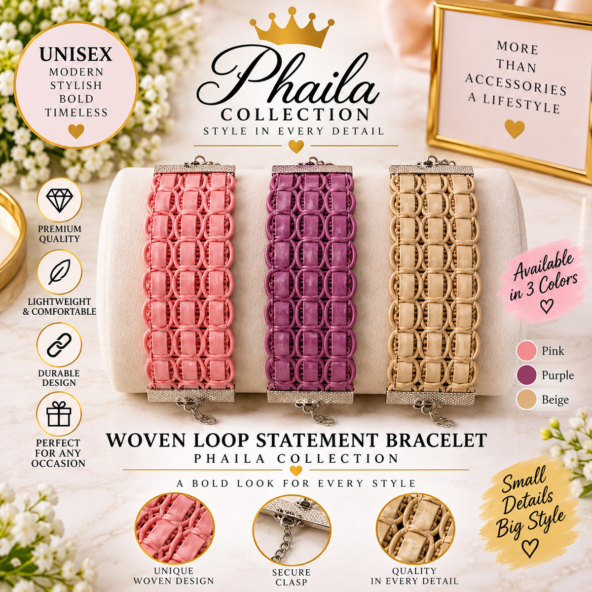 Unisex Woven Loop Statement Bracelet-Phaila Collection