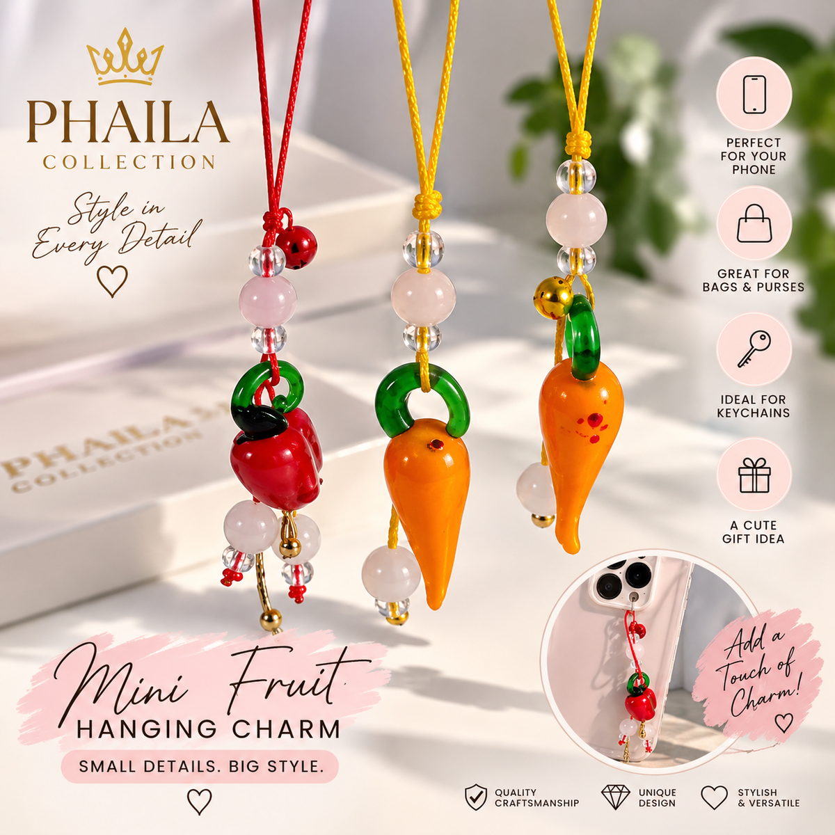 Multicolor Mini Fruit Hanging Charm-Phaila Collection