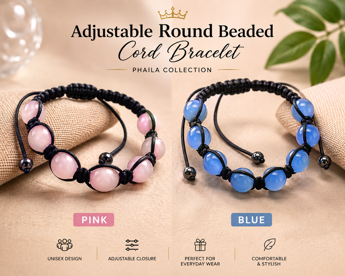 Adjustable Round Beaded Cord Bracelet-Phaila Collection