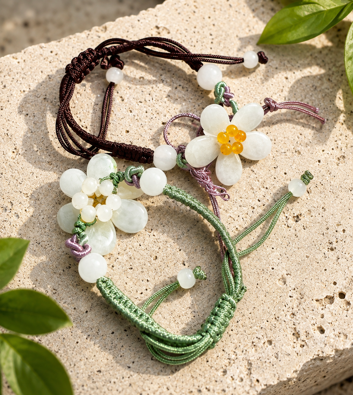 Phaila Collection Floral Beaded Cord Bracelet