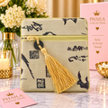 Phaila Collection Cream Printed Tassel Pouch