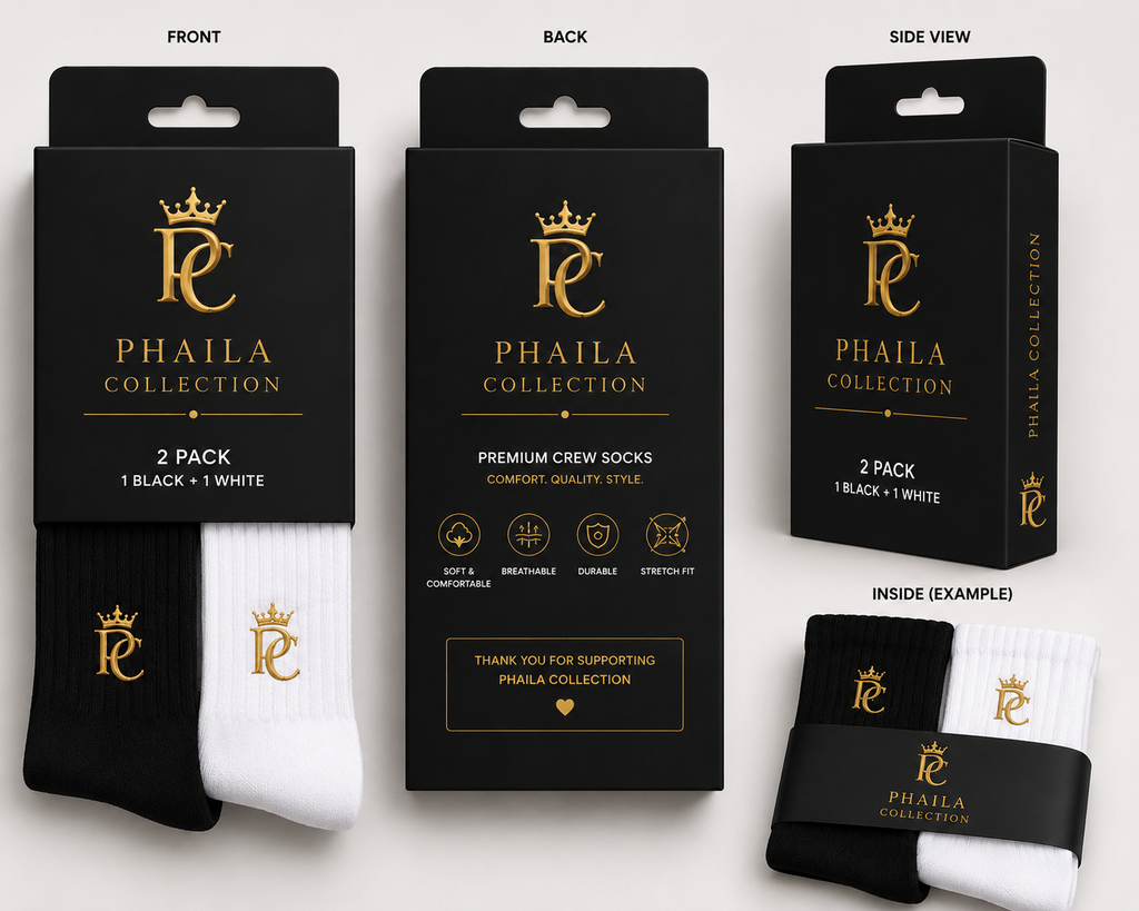 Phaila Collection Classic Crew Socks - 2 Pack