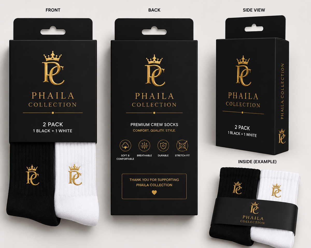 Phaila Collection Classic Crew Socks - 2 Pack